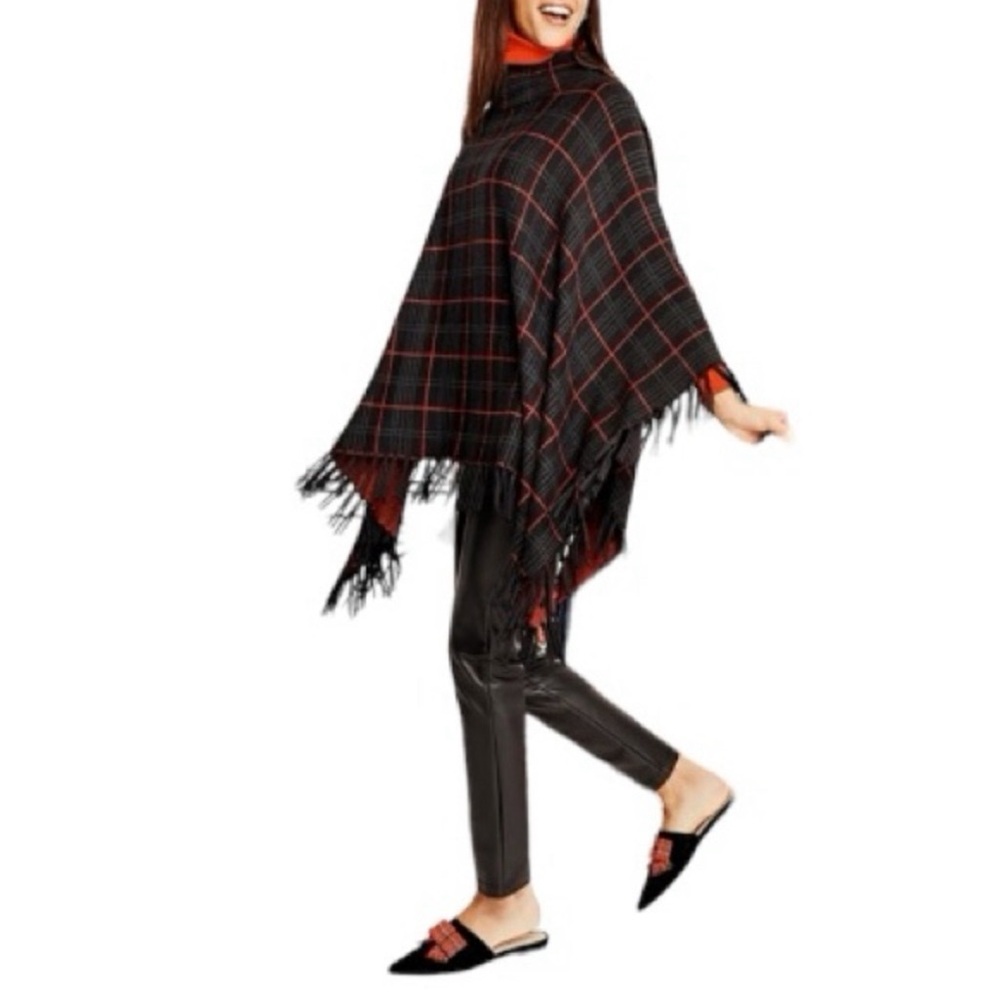 J. McLaughlin Plaid Poncho Christmas Holiday Tartan
